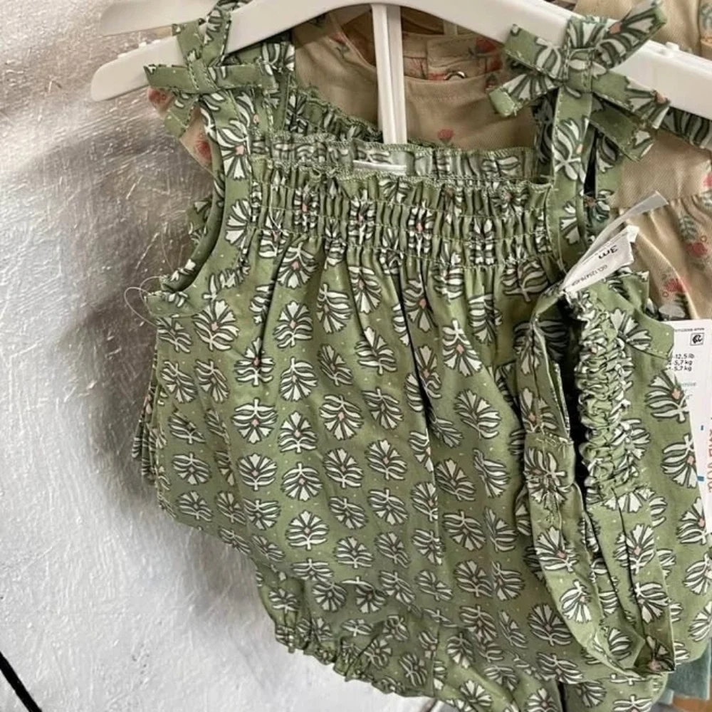 Super Cute Floral Green 3 Piece Set / Baby Girl Summer Spring Carters